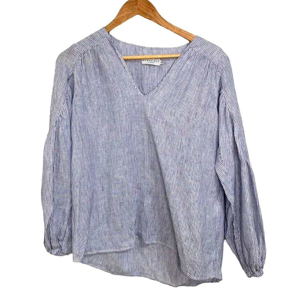 Harshman Blue Striped Long‎ Sleeve Blouse Size XS
